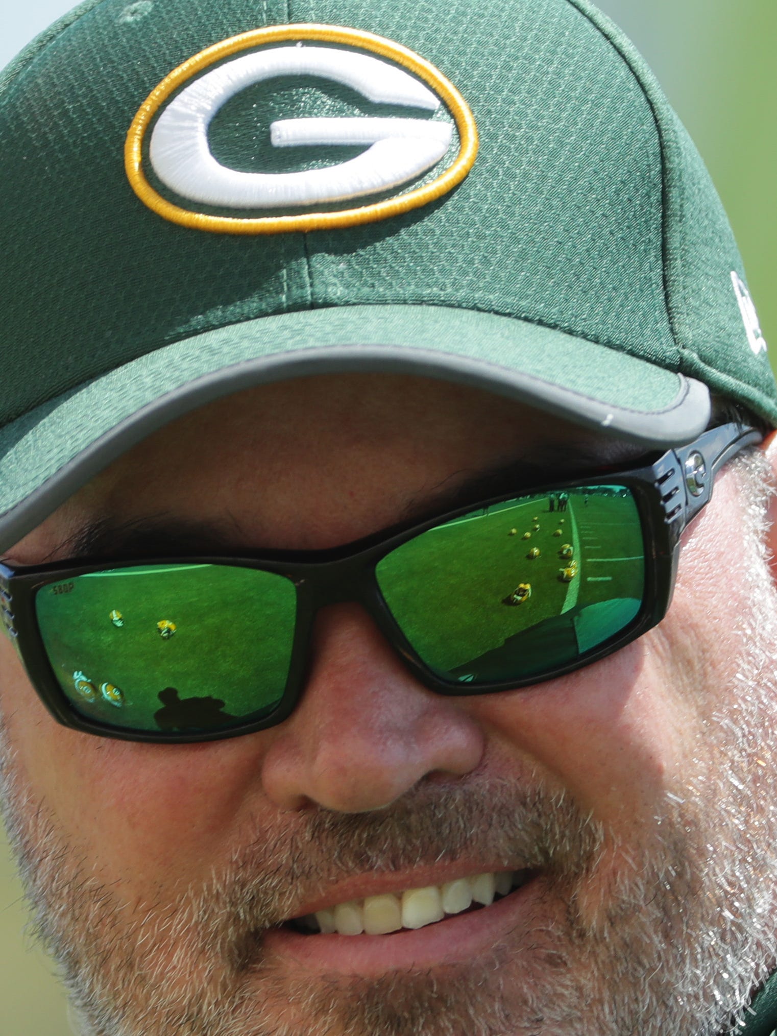 Green Bay Packers head coach Mike McCarthy is shown during organized team activities Monday, June 4, 2018, in Green Bay, Wis.