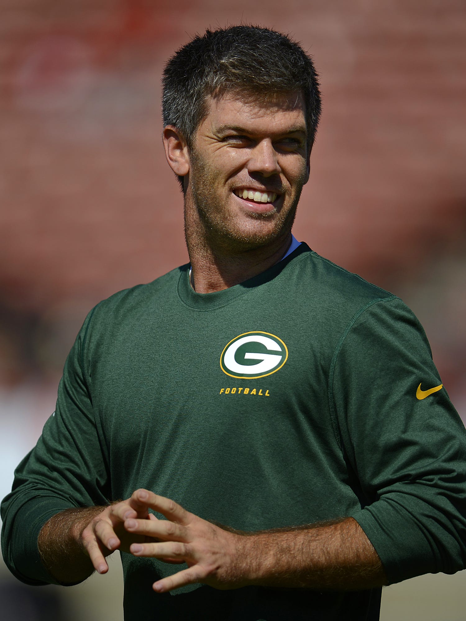 Green Bay Packers kicker Mason Crosby before the game against the San Francisco 49ers at Candlestick Park on Sept. 8, 2013.