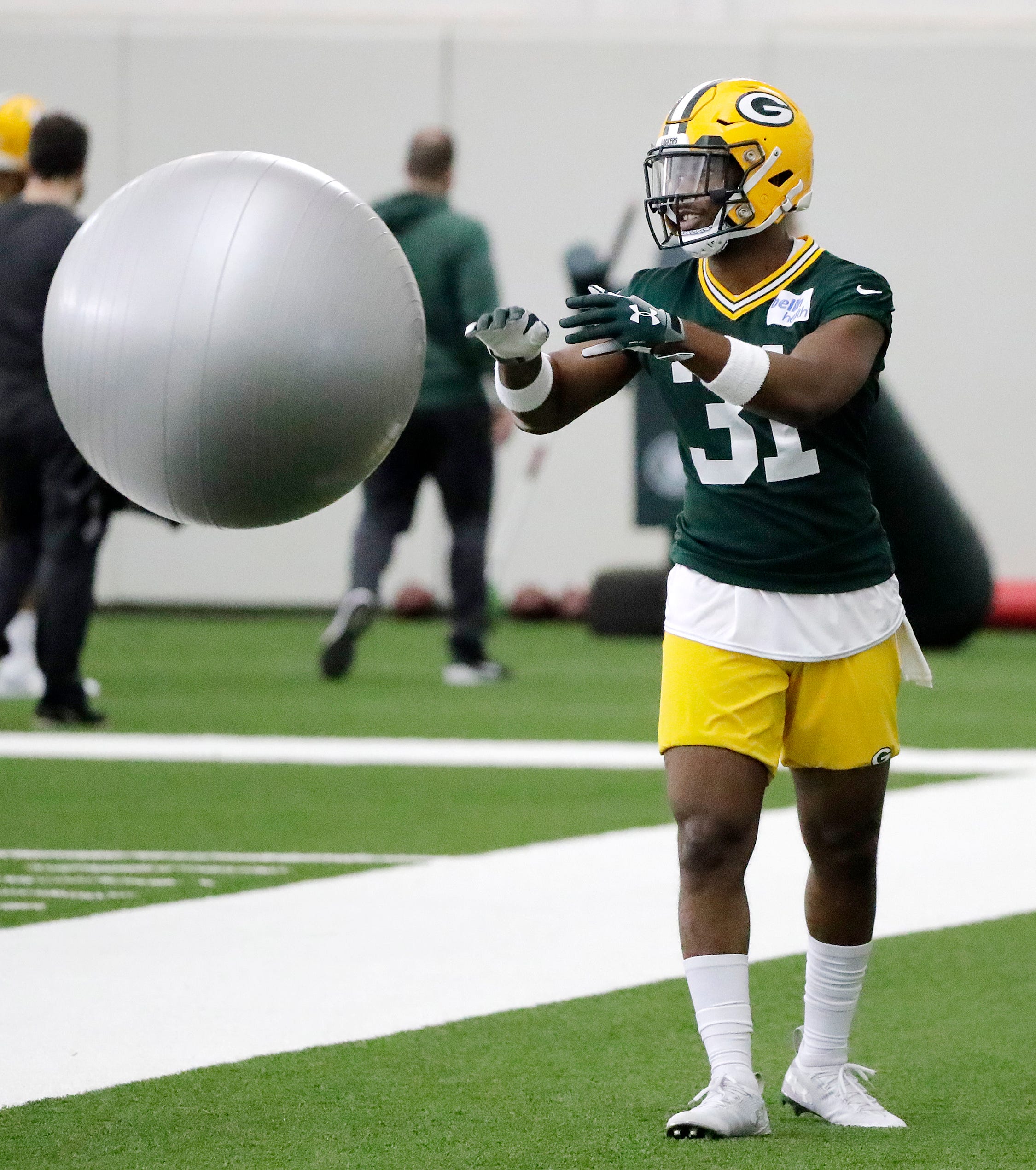 Green Bay Packers safety Adrian Amos (31) during a team practice at the Don Hutson Center on Wednesday, April 24, 2019 in Ashwaubenon, Wis.