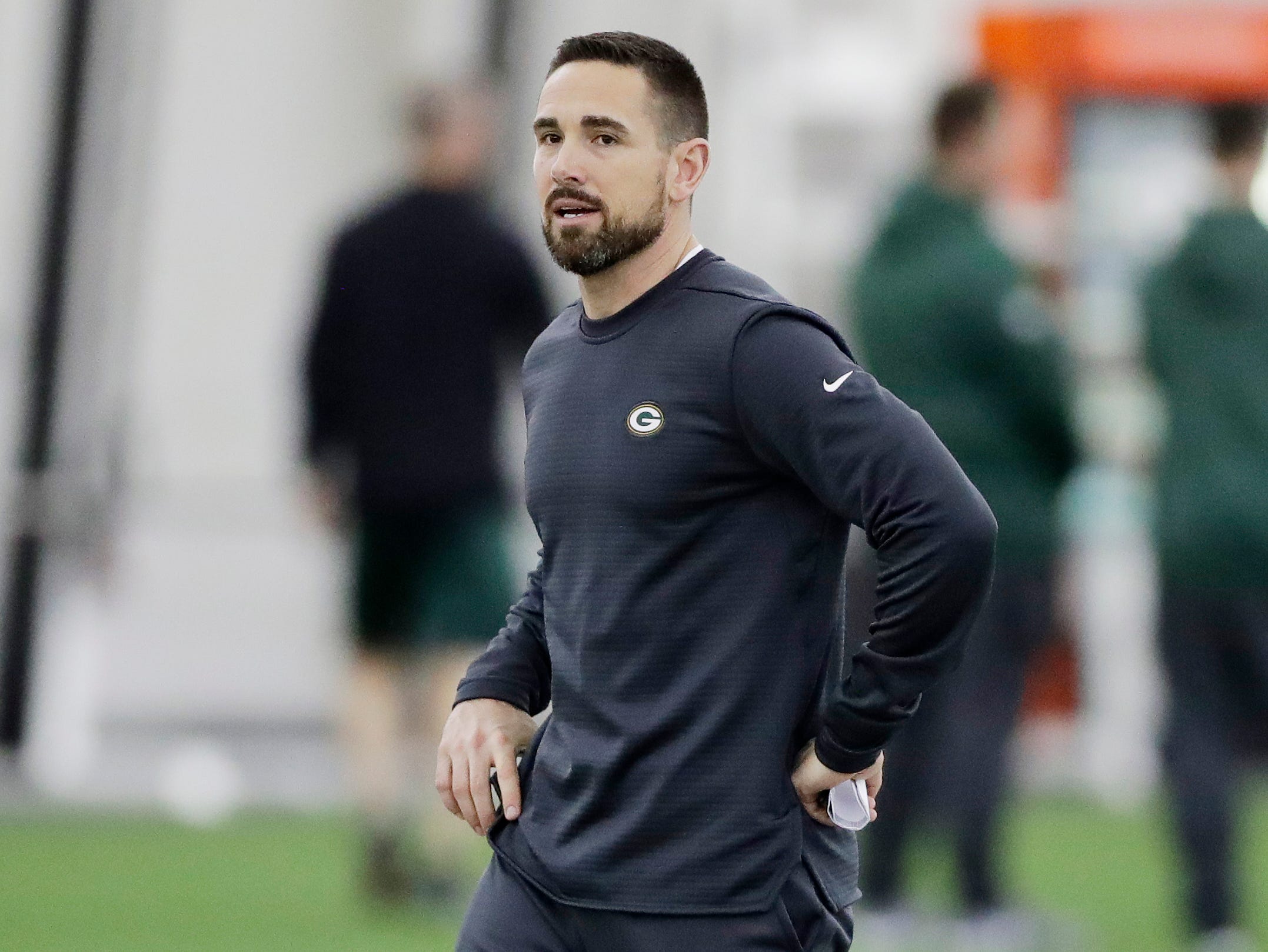 Green Bay Packers head coach Matt LaFleur during practice at rookie minicamp at the Don Hutson Center on Friday, May 3, 2019 in Ashwaubenon, Wis.
Adam Wesley/USA TODAY NETWORK-Wis