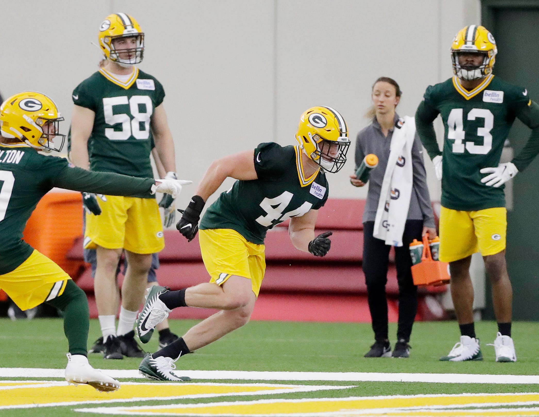 Green Bay Packers linebacker Ty Summers (44) during practice at rookie minicamp at the Don Hutson Center on Friday, May 3, 2019 in Ashwaubenon, Wis.
Adam Wesley/USA TODAY NETWORK-Wis