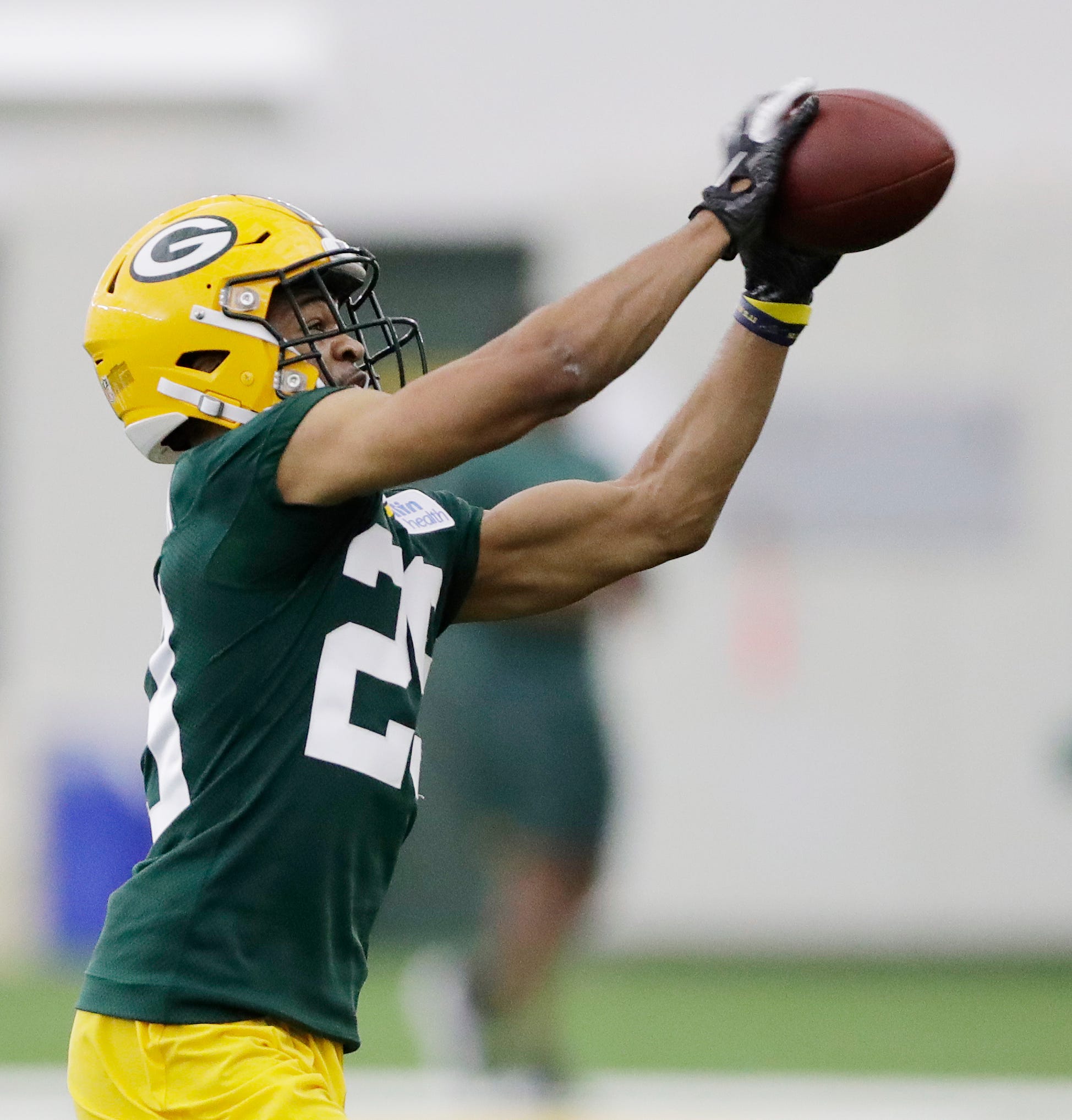 Green Bay Packers cornerback Ka’dar Hollman (29) during practice at rookie minicamp at the Don Hutson Center on Friday, May 3, 2019 in Ashwaubenon, Wis.
Adam Wesley/USA TODAY NETWORK-Wis