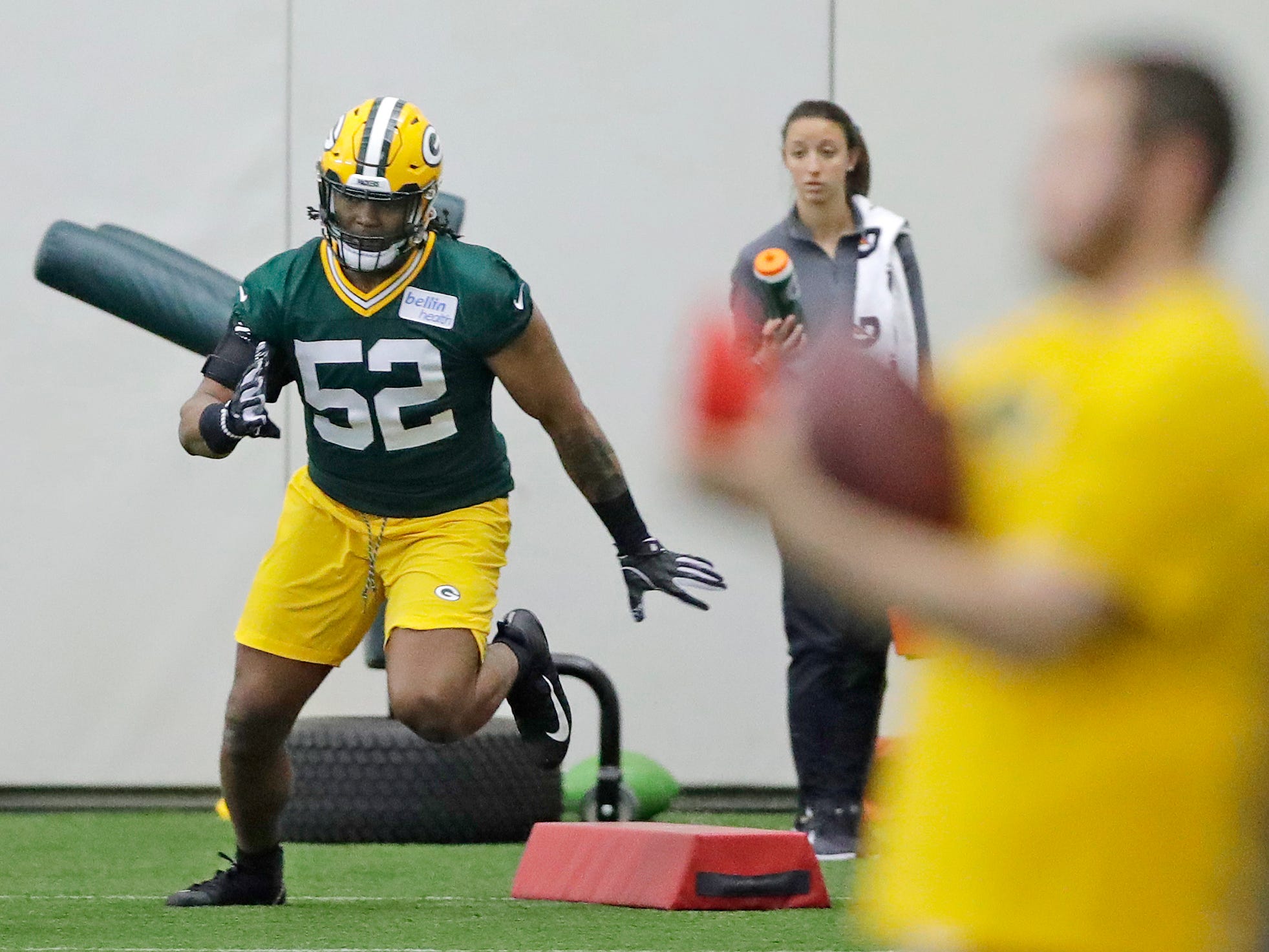 Green Bay Packers linebacker Rashan Gary (52) during practice at rookie minicamp at the Don Hutson Center on Friday, May 3, 2019 in Ashwaubenon, Wis.
Adam Wesley/USA TODAY NETWORK-Wis