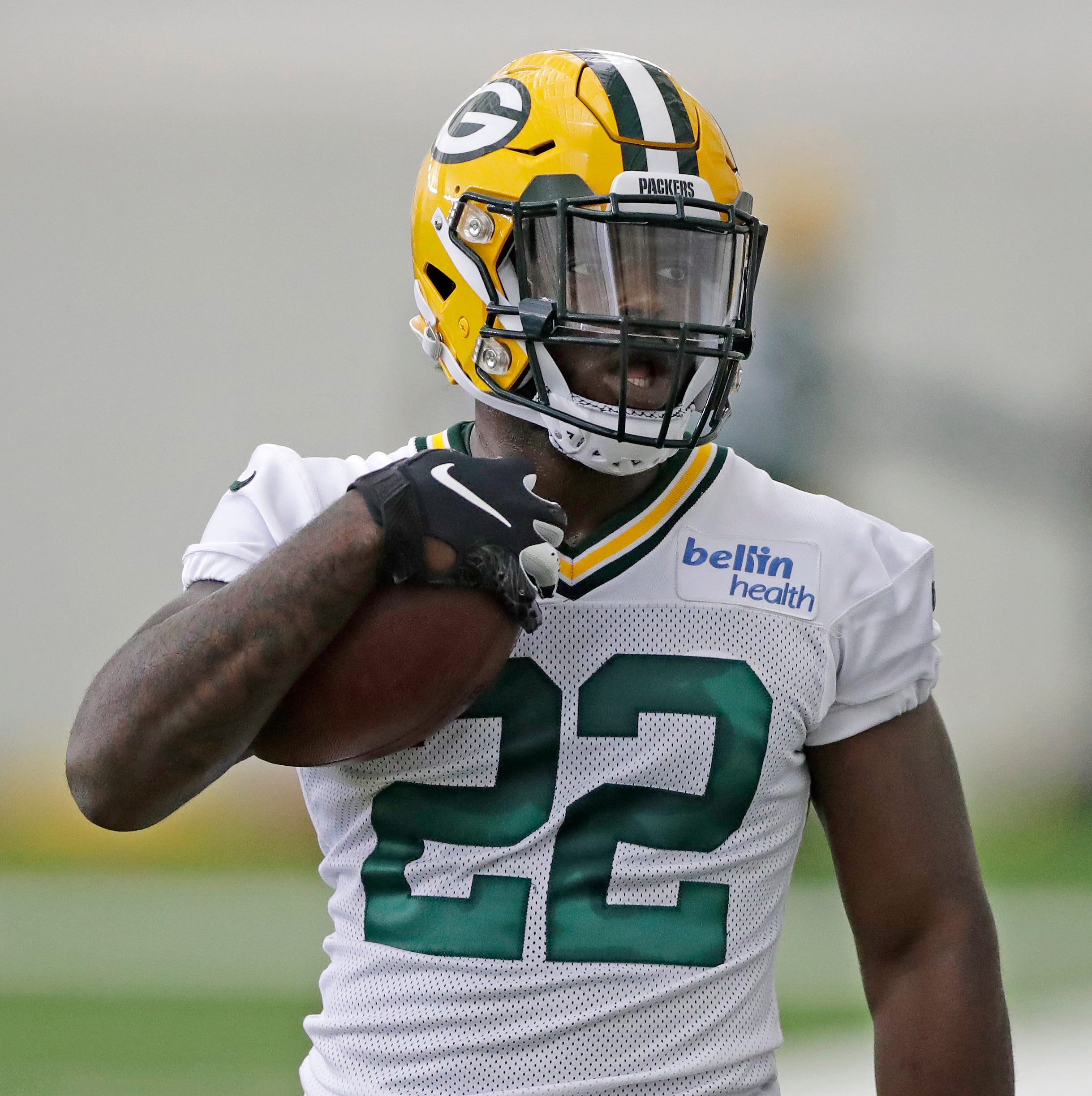 Green Bay Packers running back Dexter Williams (22) during practice at rookie minicamp at the Don Hutson Center on Friday, May 3, 2019 in Ashwaubenon, Wis.
Adam Wesley/USA TODAY NETWORK-Wis