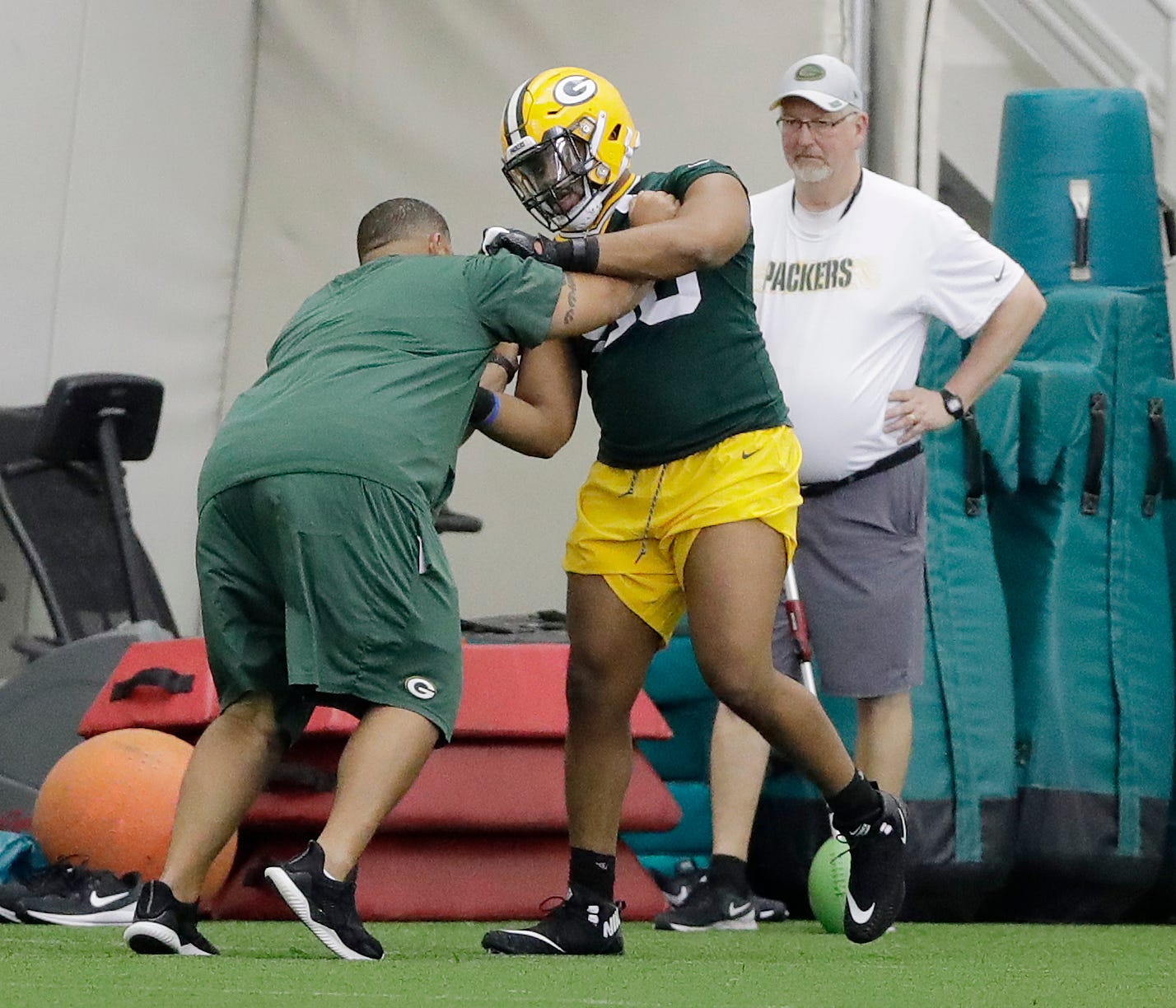 Green Bay Packers defensive lineman Kingsley Keke (96) during practice at rookie minicamp at the Don Hutson Center on Friday, May 3, 2019 in Ashwaubenon, Wis.
Adam Wesley/USA TODAY NETWORK-Wis
