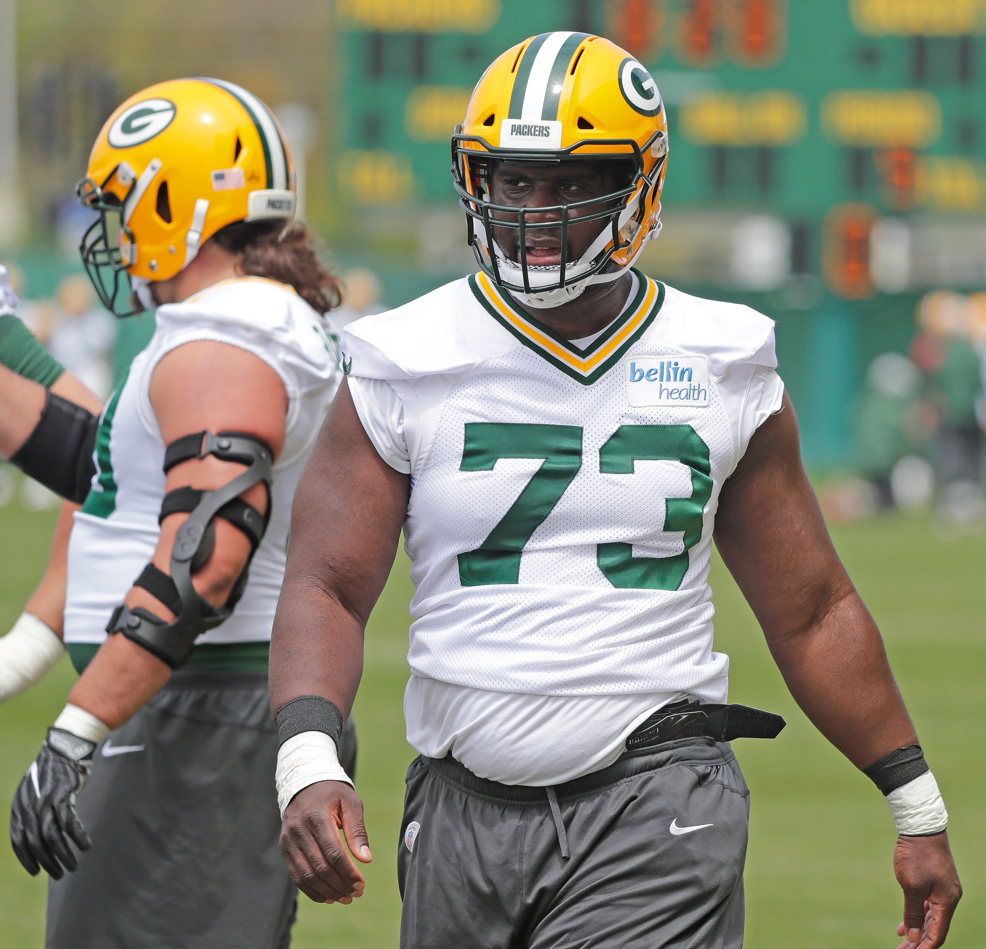 Green Bay Packers offensive lineman Yosh Nijman (73) during practice at Clarke Hinkle Field on Tuesday, May 21, 2019 in Ashwaubenon, Wis.
Adam Wesley/USA TODAY NETWORK-Wis