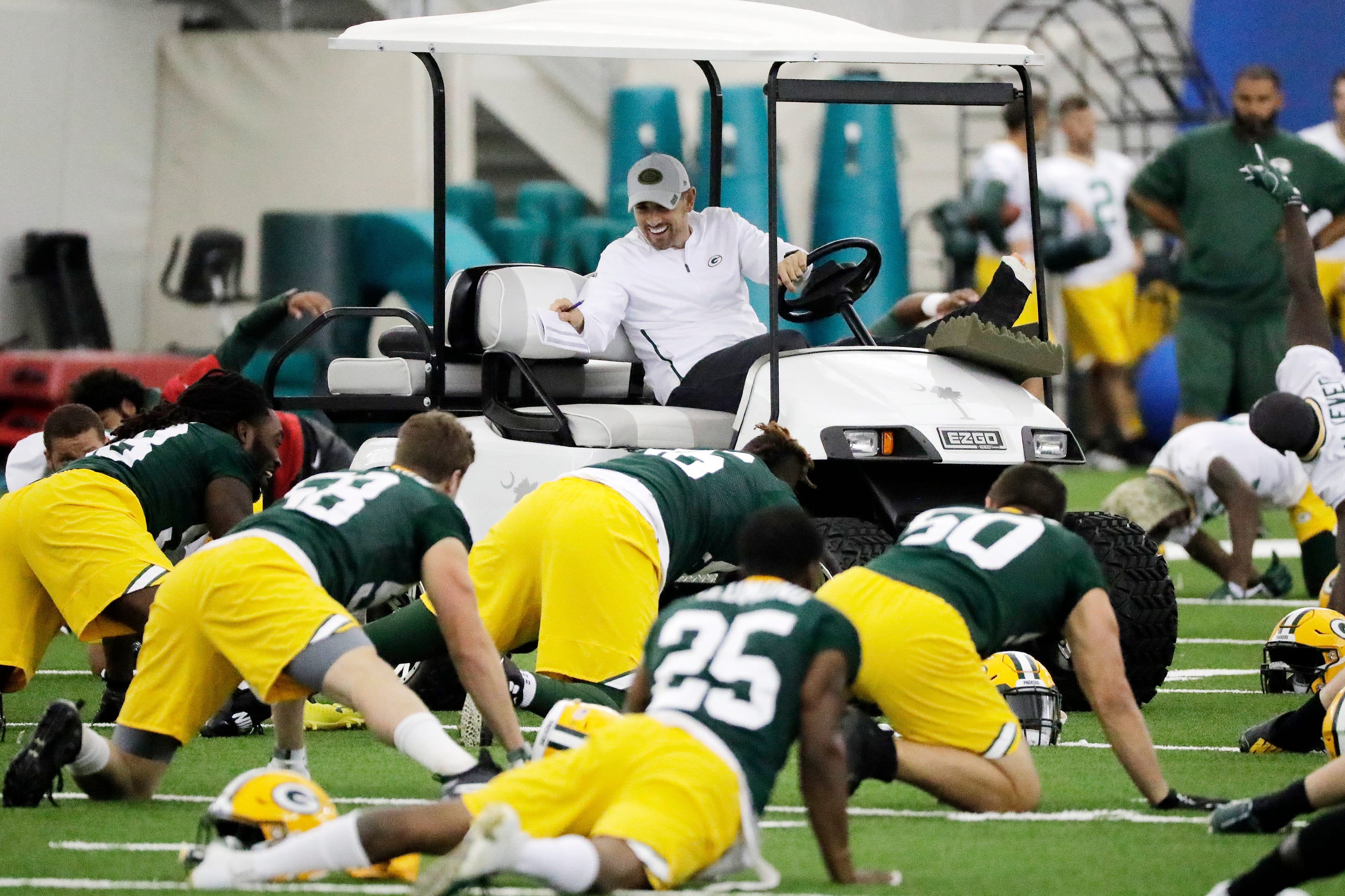 Green Bay Packers head coach Matt LaFleur during practice at the Don Hutson Center on Wednesday, June 12, 2019 in Ashwaubenon, Wis.