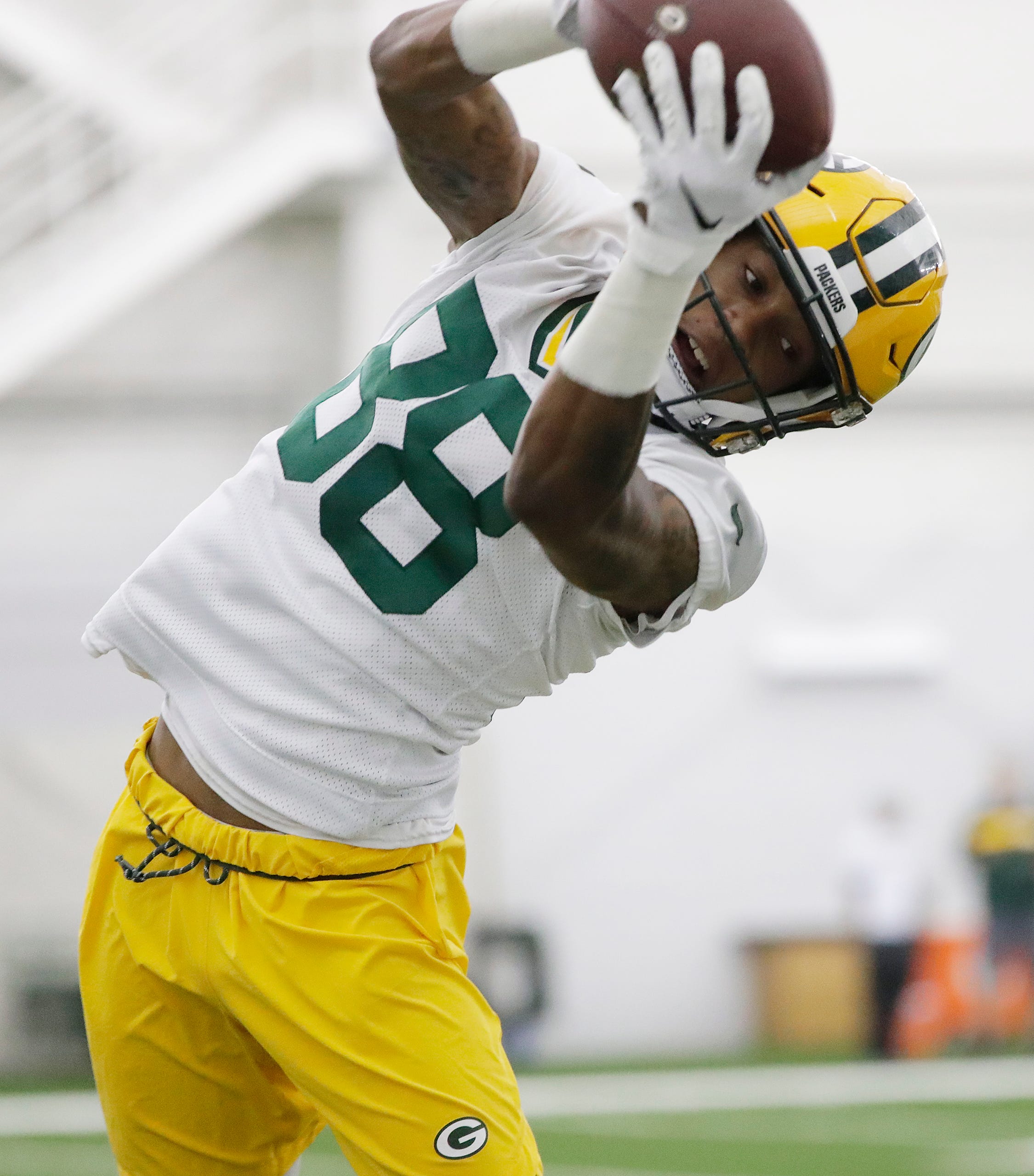 Green Bay Packers wide receiver Teo Redding (88) during practice at the Don Hutson Center on Wednesday, June 12, 2019 in Ashwaubenon, Wis.