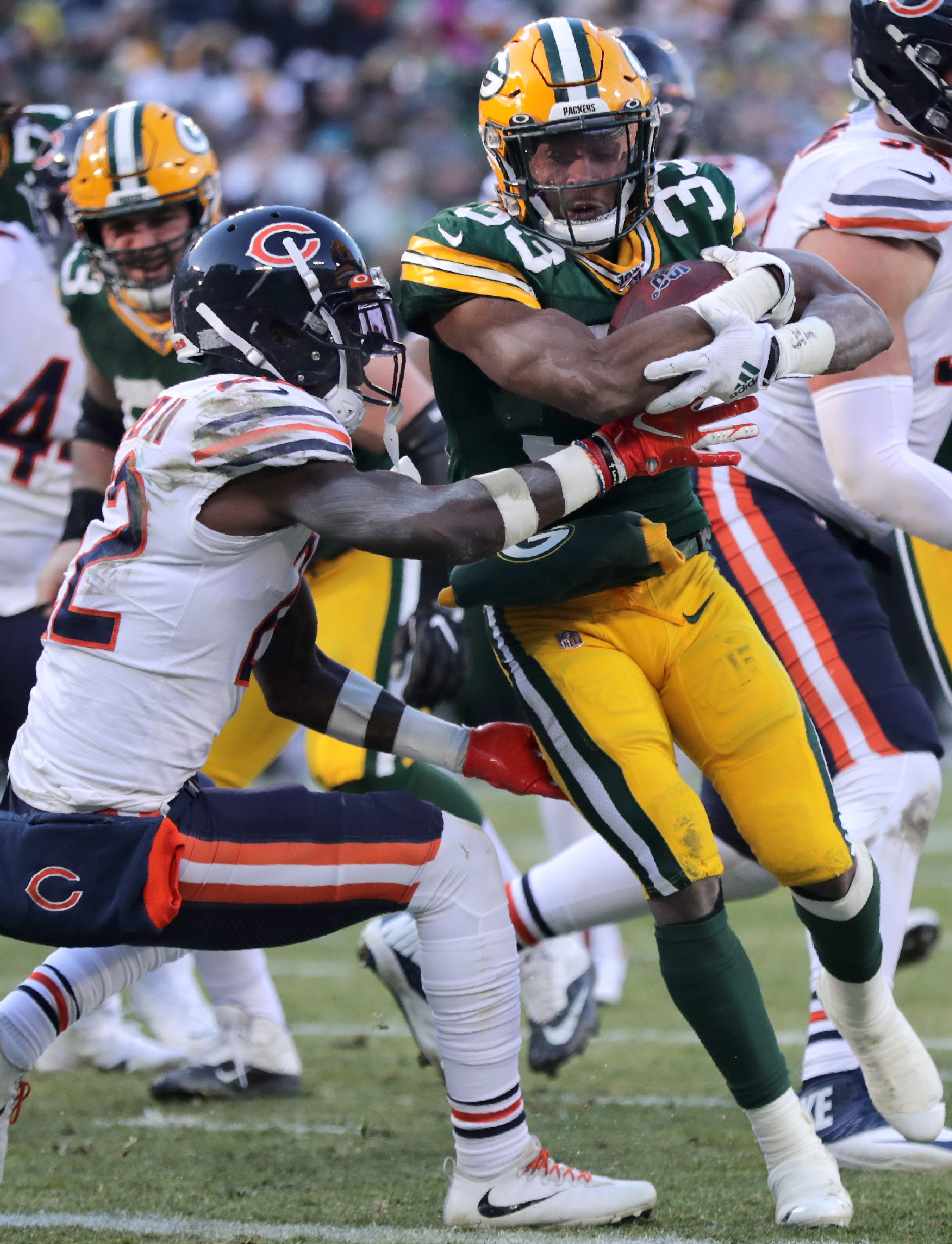 Green Bay Packers against the Chicago Bears during their football game on Sunday, December 15, 2019, at Lambeau Field in Green Bay, Wis.